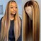 JYZ Hair Ombre Highlight Lace Front Human Hair Wigs 150% Density Brazilian Virgin Human Hair Wigs Ombre Lace Front Wig Human Hair Pre Plucked with Baby Hair 2 Tones Color #4/27 (14 Inch)