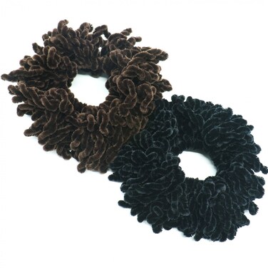 2Pack Volumising Scrunchie Big Hair Tie Ring Hijab Volumizer Khaleeji Headwear,Dark Coffer &amp; Black