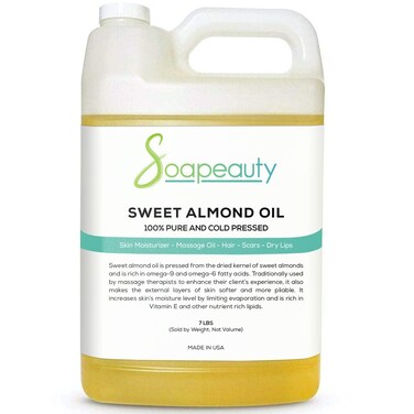 Soapeauty Sweet Almond Oil Cold Pressed Refined   100% Pure Sweet Almond oil Available in Bulk   Carrier for Essential Oils, Almond oil for Skin, Face, and Hair, Soap Making   7 Lb