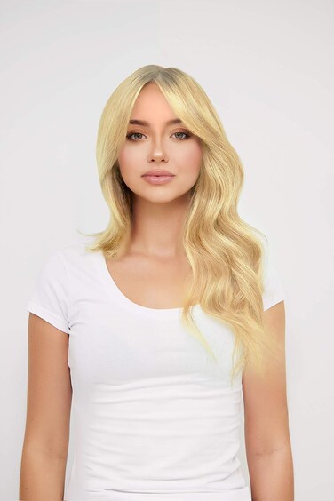 NINFAS Hair Extension, 100% Virgin Cuticle Remy Human Hair Tape-In Hair Extensions - Gold Line, #10 Lightest Blonde, 14 Inch, 20 Pieces per Unit