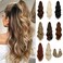 FELENDY 16" Ponytail Extension Small Claw Clip Curly Ponytail Hair Extensions Long Wavy Pony tails Hairpiece Cute Jaw Clips for Women Light Brown