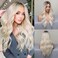 Blonde Wig, Platinum Blonde Wigs for Women, Long Ombre Blonde Wig with Dark Roots, Heat Resistant Fiber, Adjustable Cap, 24" Length, Stylish Design