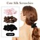 Silk Scrunchies for Women - 100% Mulberry Silk Hair Ties, 3 Pack, No Damage Elastic Ponytail Holders (Brown, Black, Pink)