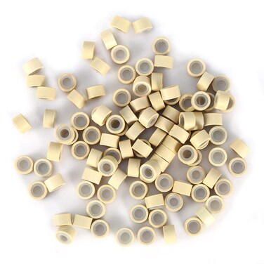 500 Pcs 5mm Silicone Lined Micro Rings Links Beads for Hair Extensions (#613 Bleach Blonde)