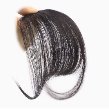 Clip in Bangs Synthetic Hair Extensions One Piece in Fringe Natural Flat Air Bangs for Women (With Temples, Dark Brown)