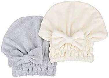 Microfiber Hair Drying Towels Head wrap with Bow-Knot Shower Cap Hair Turban hairWrap Bath Cap for Curly Long &amp; Wet Hair Gift for Women