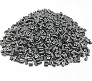 Hair Extentions Micro Rings Links Beads - 3.4mm 1000pcs Lined Beads Copper &amp; Silicone Materials Human Hair Extensions Tool for Feather Hair &amp; Stick I Tip Hair &amp; Micro Loop Hair #1 Black