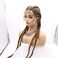 Sylvia 32 Inch Dark Golden Blonde shiny Four Box Braids Ombre Long Braids Wig With Baby Hair Synthetic Lace Front Wigs with Four Braids Heat Resistant Fiber Hair for Women