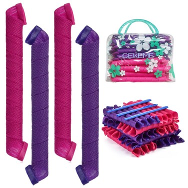 40pcs Heatless Spiral Hair Rollers with Styling Hooks, 22inch/55cm, No Heat Damage, DIY Kit for Long &amp; Medium Hair