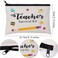 24pcs Teacher Appreciation Gifts 4 Makeup Pouch Cosmetic Bag and Teach Blessing Card Bracelets with Greeting 16 Hair Ties No Crease Ribbon Elastic Ponytail Holder