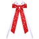 Boderier Football Accessories Hair Bows for Women Beaded Touch Down Hair Bow Clip Long Tail Satin Ribbon Bow Barrette Hair Clip Sports Fan Game Day Outfits Accessories for Women Red White