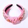 MOLOCH Pink Heart Headband for Women Rhinestone Conversation Love Heart Headbands Crystal Knotted Bejeweled Wide Velvet Fashion Hairband Valentines Day Country Concert Hair Accessories