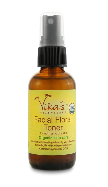 Vika's Essentials Certified Organic Facial Floral Toner for Dry Skin