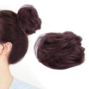 Hair Bun Real Hair Messy Bun Hair Piece,Messy Buns Hair Pieces for Women Dark Brown Messy Bun Natural Curl Hair Buns for Women,Create a Variety of Hairstyles for Women and Girls