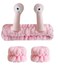 Snail Headband,Snail Headband for Washing Face,Snail Spa Headband,Slug Headband with 2 Pieces Wristband,for Spa,Sports,Yoga,Makeup,Face-Washing,Shower (Pink)