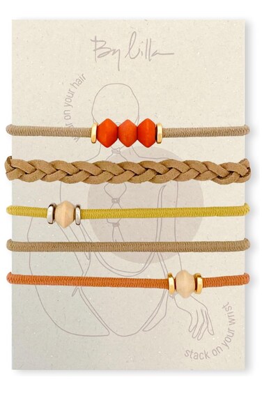 Hair Ties for Women No Damage &ndash; The Original Bracelet Hair Tie &ndash; Hand Made Jewelry with Luxury Elastic and Tarnish Free Gold and Silver &ndash; Boho Hair Accessories and Wrist Stacks (Limestone)