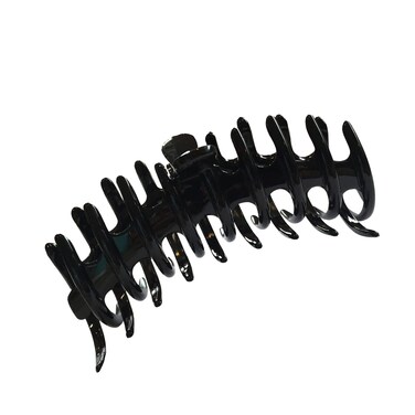 Parcelona French Rake Large 5" Celluloid Acetate Hair Clip No Slip Tight Grip Durable Fashion Hair Styling Women Hair Accessories for Girls, Made in France (Black)