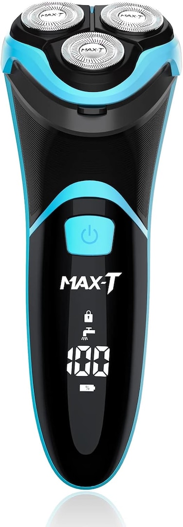 MAX-T Electric Shaver for Men, Cordless Electric Razor with Travel Case, Wet &amp; Dry Use Men's Electric Shaver with Pop-Up Trimmer, 3D Rechargeable IPX7 Waterproof Rotary Shaver