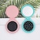 2 Pcs Round Travel Hair Brush Mini Hair Comb with Make up Mirror Portable Folding Hair Brush for Travel(Pink,Blue)