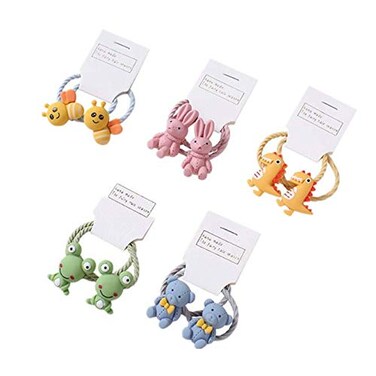 10 Pcs Cute Cartoon Animal Elastic Hair Ties Rope Accessories for Girls,Bee,Bear,Rabbit,Frog,Dinosaur(Colorful)