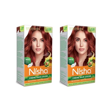 Nisha Creme Permanent Hair Color   Hair Dye Mahogany (Pack of 2)