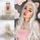 Platinum Blonde Lace Front Wigs for Black Women Long Wavy Blond Lace Wigs U Part Synthetic Fiber Heat Resistant Hair Wigs Full Machine Made Cosplay Wig 24 Inch