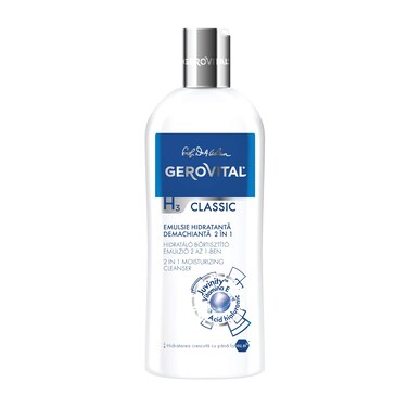 GEROVITAL CLASSIC Moisturizing Facial Cleanser with Hyaluronic Acid, Juvinity&trade;, and Vitamin E, for Facial Makeup and Eye Makeup Removal, Skin Hydration, 200ml
