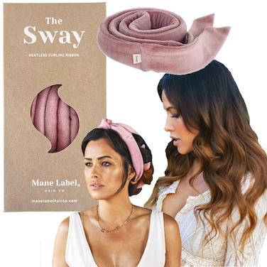 Heatless Hair Curling Ribbon Wrap: The Sway Original Heatless Curling Ribbons   Luxe Velour   Mane Label Hair Co. (Dusty Rose)