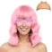 Chic Short Bob Wavy Wig for Women - Shoulder Length Loose Curly Synthetic Wig with Bangs - Uniquely Vivid Colored Cosplay Wig, Suitable for Costume Partie (Pink)