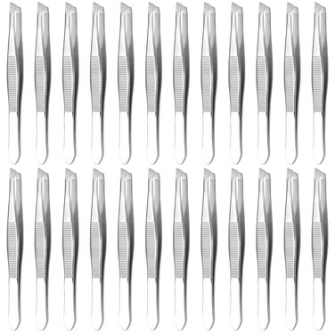 Eyebrow Tweezers for Women Facial Hair - 24 Pcs Stainless Steel 3.5" Mini Tweezers Bulk Pack with Heart Clamps, Effortless Eyebrow Plucking - Compact Size, Designed for Home &amp; Professional Use