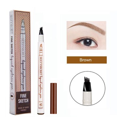 Eyebrow Tattoo Pen Microblading Eyebrow Pencil Tattoo Brow Ink Pen Waterproof Long Lasting Smudge-Proof Eyebrow Tattoo Pencil with Micro-Fork Tip Eyes Makeup (Brown)