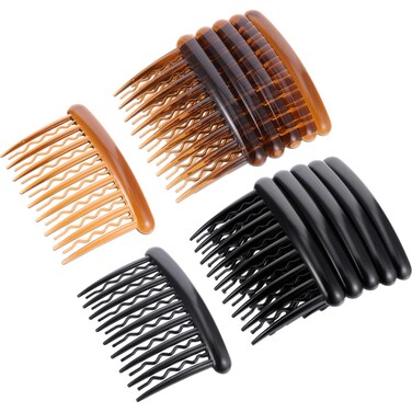 12 Pieces Plastic Teeth Hair Combs Tortoise Side Comb Hair Accessories(Black, Dark Brown)