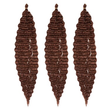 30 Inch Ocean Wave Crochet Hair Extensions for Women 3 Packs/Lot Deep Ripple Crochet Twist Braiding Hair Curly Synthetic Braids Hair(30",Dark brown)&hellip;