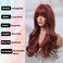 Honygebia Dark Red Wig with Bangs - Burgundy Wigs for Women, Wine Red Long Straight Layered Realistic Hair, Natural Synthetic Heat Resistant Wigs for Halloween/Christmas/Cosplay/Party