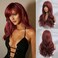 Honygebia Dark Red Wig with Bangs - Burgundy Wigs for Women, Wine Red Long Straight Layered Realistic Hair, Natural Synthetic Heat Resistant Wigs for Halloween/Christmas/Cosplay/Party