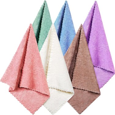 Satinior 6 Pieces Face Wash Cloth 12 x 12 in Makeup Remover Cloths Towel Coral Velvet Facial Microfiber Fabric Soft Fast Drying Facial Cleansing Towel for Face