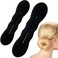 2pcs Sponge Hair Bun Maker, Hair Curler Bun Clip with 2 Sizes, Lazy Bun Updo Hair Styling Accessories for Thin Thick Long Straight Curly Hair- Black
