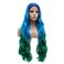 Lushy Wavy Long Jewelry Blue Root Blue Green Ombre Wig Full Density Half Hand Tied Heat Friendly Realistic Synthetic Lace Front Wigs