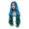 Lushy Wavy Long Jewelry Blue Root Blue Green Ombre Wig Full Density Half Hand Tied Heat Friendly Realistic Synthetic Lace Front Wigs