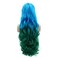 Lushy Wavy Long Jewelry Blue Root Blue Green Ombre Wig Full Density Half Hand Tied Heat Friendly Realistic Synthetic Lace Front Wigs