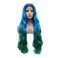 Lushy Wavy Long Jewelry Blue Root Blue Green Ombre Wig Full Density Half Hand Tied Heat Friendly Realistic Synthetic Lace Front Wigs