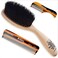 Beard &amp; Mustache Grooming Kit - Kent BRD5 Boar Bristle Brush + Kent 81T &amp; A FOT Sawcut Fine Tooth Combs for Men's Care