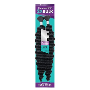 Sensationnel PremToo bulk weaving &ndash; 2x deep human hair blend for boho, knotless box or curly loose wave styles - 1 pack (18 inch, 27 HONEYBLONDE)
