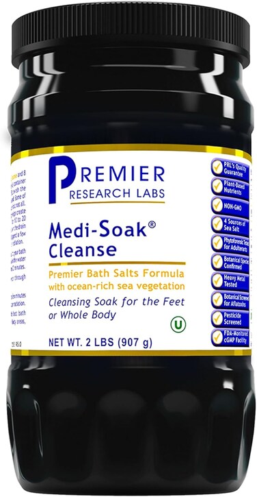 Premier Research Labs Medi-Soak - Bath Salts for Foot and Body Soak, Sea Salt Bath for Women and Men, Relaxing Mineral Bath Soak, Gentle Exfoliant, Organic, Vegan, No Added Fillers - 2 Lb
