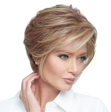 Raquel Welch Go To Style Versatile Flattering Short Shag Wig by Hairuwear, Average Cap, RL16/88 Pale Golden Honey