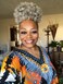 THEMIS HAIR Afro Puff Drawstring Ponytail For Black Women High Puff Drawstring Short Bun For Natural Hair, Afro Kinky Curly Ponytail Hairpieces With Clip In Color Smoky Gray