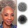THEMIS HAIR Afro Puff Drawstring Ponytail For Black Women High Puff Drawstring Short Bun For Natural Hair, Afro Kinky Curly Ponytail Hairpieces With Clip In Color Smoky Gray
