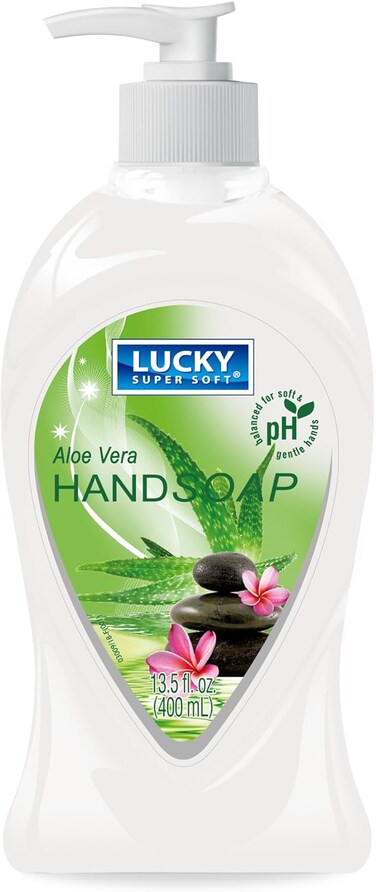 Lucky Super Soft Liquid Hand Soap, Aloe Vera, 13.5 Fluid Ounce