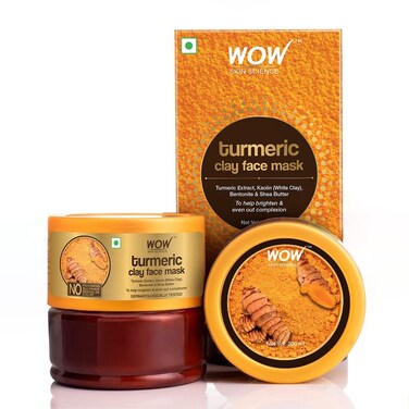 WOW Skin Science Turmeric Clay Face Mask - Brightening, Rejuvenating, Cleansing Masque for Even Complexion without Pimples, Blemishes &amp; Blackheads - Bentonite &amp; Kaolin Clay Facial Mask - 200 ml