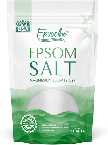 Epsoothe 2.2 Lbs Epsom Salt Bath &amp; Foot Soak and Scrub   Pure &amp; Natural Magnesium Sulfate USP   Relieves Sore Muscles &amp; Joints, Promotes Healing